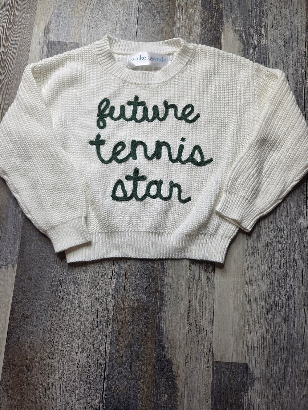 Walker & Wade Sweater White Future Tennis Star Size 4 Youth